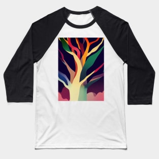 Rainbow Branches and Bark - Vibrant Colored Whimsical Minimalist - Abstract Minimalist Bright Colorful Nature Poster Art of a Leafless Tree Baseball T-Shirt